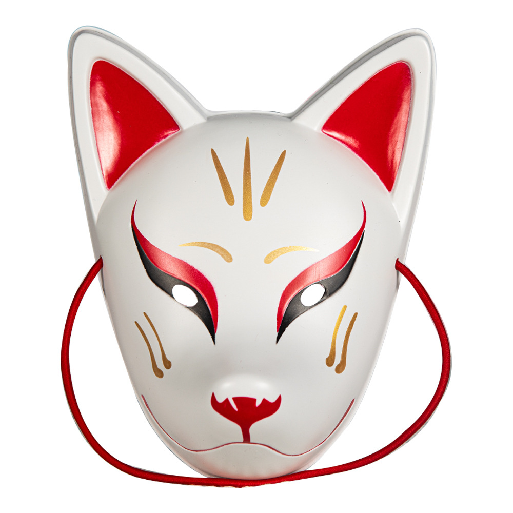 Nuevo estilo japonés cereza pequeño zorro demonio y viento gato de media cara cara cara completa máscara de cara de gato anime PVC vestido espectáculo festivo image 6