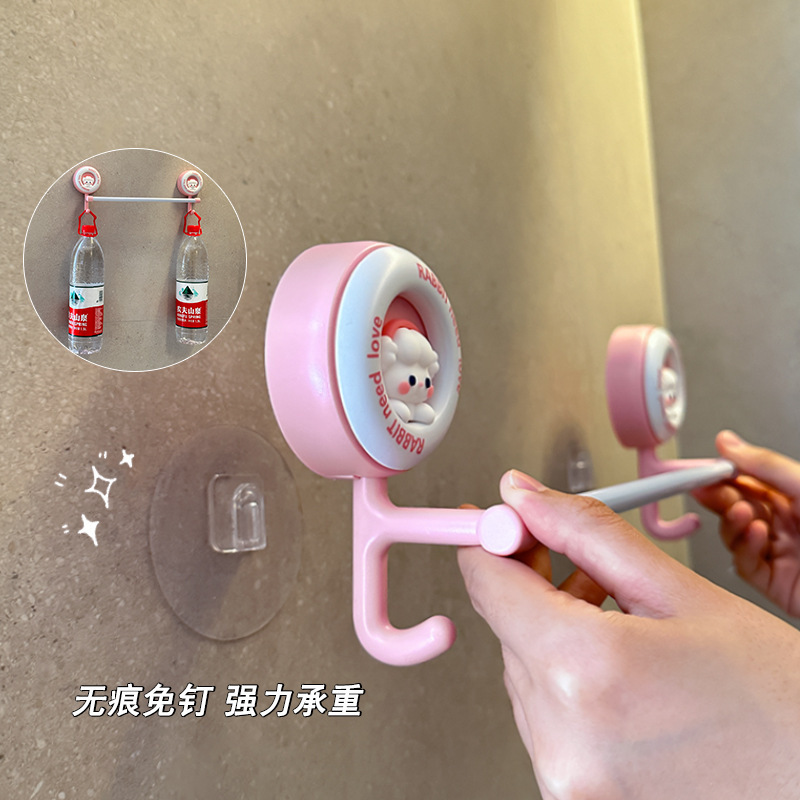漫画かわいいトイレタオルラックキッチンポットホルダー穴あきなしバスルームスリッパタオルラック多機能フック|undefined