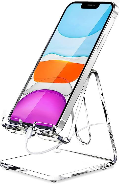 Cross-Border Acrylic Mobile Phone Holder Counter Display Stand Desktop Lazy Bracket Base Transparent Acrylic Mobile Phone Bracket