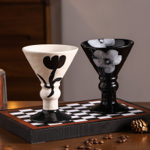 个性陶瓷高脚装饰陶瓷杯手礼陶牛奶咖啡杯高颜值ins拍照展示杯子