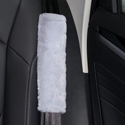 Seat belt shoulder pad Pads, Imitation Wool Car Accessories - gray-short-velvet-imitation-rabbit-fur-shoulder-pads-bulk