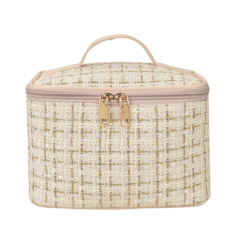 Neceser de Cuadros de Lana - Gran Capacidad, de Algodón, para Aseo (Venta al por Mayor)