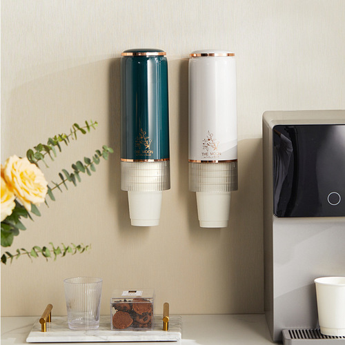 Independently designed light luxury disposable paper cup storage rack wall-mounted punch-free automatic cup dropper cross-border