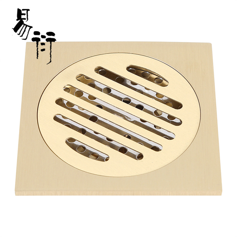 Lavadora de baño de cobre antiguo, tubería de drenaje, desagüe de piso de doble propósito, balcón, desagüe de piso cuadrado de gran desplazamiento