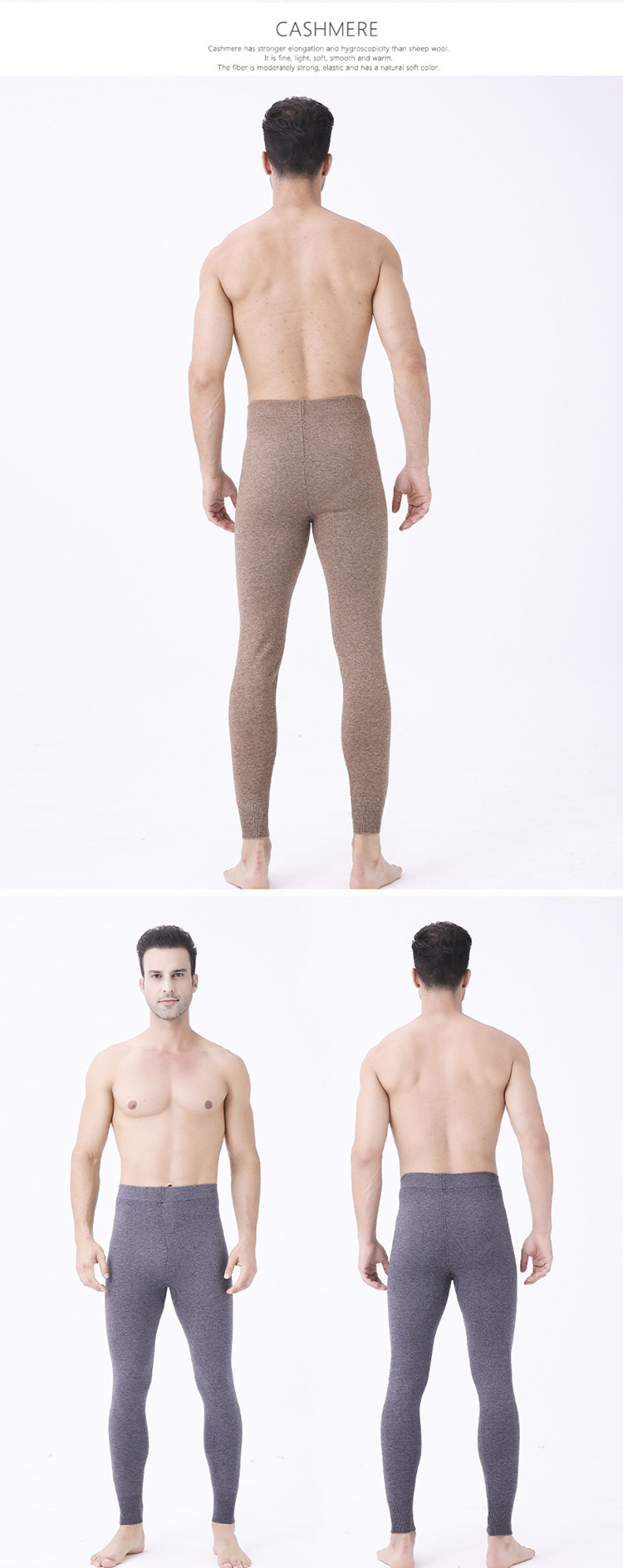 Quần len nam mùa thu đông dày ấm, lưng cao, chất cashmere legging — Màu xám đậm của nam giới chi tiết 10