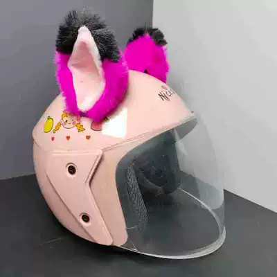 Motorcycle Helmet Universal Accessories, Motosiklet dəbilqələri - three-dimensional-rose-pink-black-pointed-cat-ears