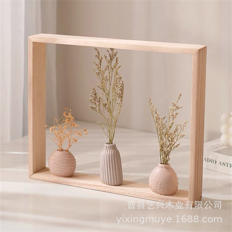 Solid wood photo frame home wall hanging decoration dried flower plant frame rectangular vase mounting frame three-dimensional picture frame