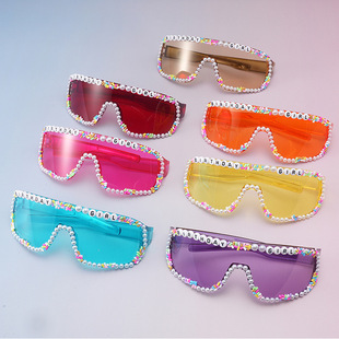 New fashion brand futuristic large frame acrylic color cute handmade candy party ball windproof goggles
