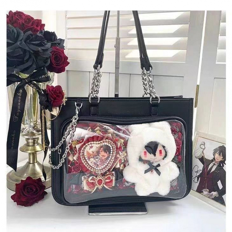 Comic Exhibition Mizuko transparent crossbody bag Japanese ins college PU basic shoulder bandage board bar pain bag baby bag