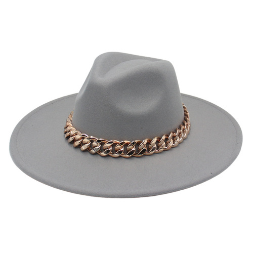 Large-brimmed European and American-style French-inspired top hat, golden acrylic jazz cap—new cross-border export felt hat in Korean style