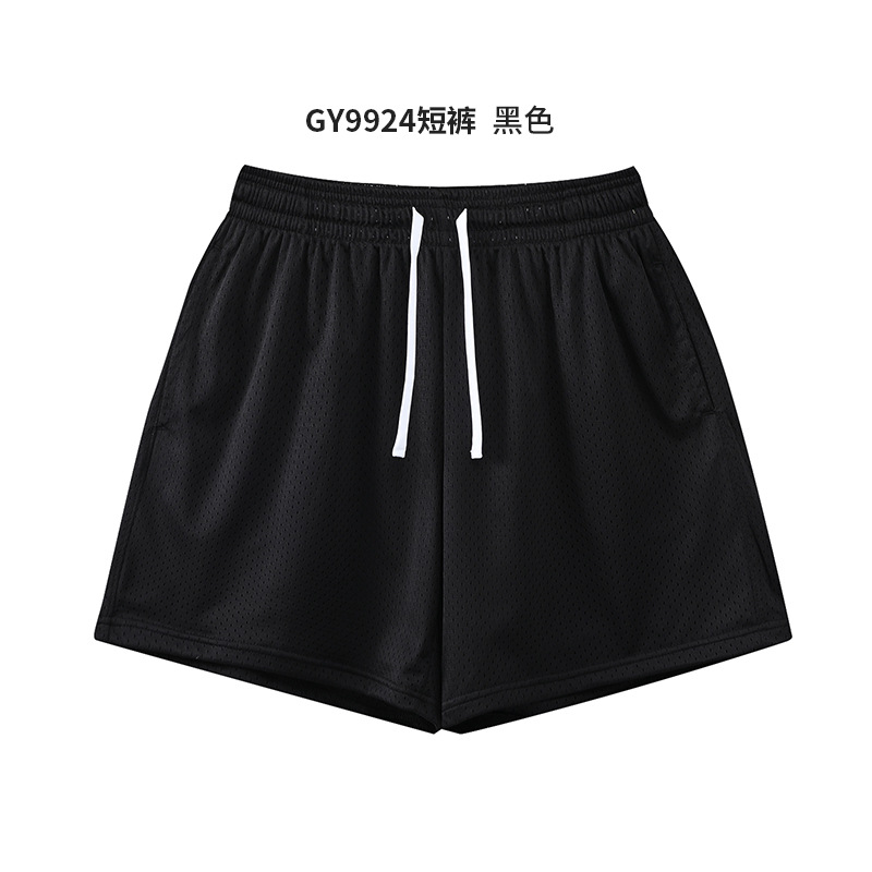 Paño de malla grande, pantalones cortos deportivos de doble capa de secado rápido, uso externo, tendencia casual suelta, pantalones cortos estadounidenses de tres puntos, personalización de hombres