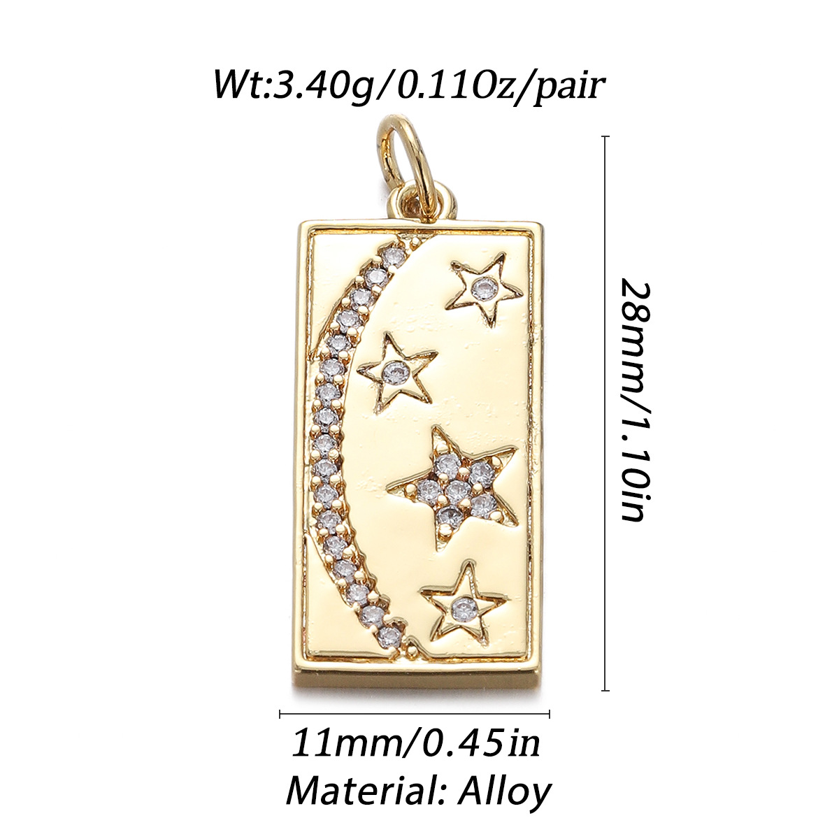 8g Weight Pendant, Chain Jewelry Making Type Zircon Inlay Material DIY Jewelry Accessories Classification 1 Piece Quantity Copper Material Geometric, Star, Moon Pattern Plating, Inlay Design Simple Style Style 1 Piece Copper Zircon Geometric Star Moon Pendant Chain 1