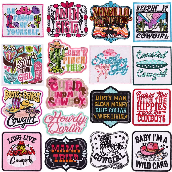 Chenyi Cross-Border Specializes in Cowgirl Embroider Cloth Stickers Cartoon Hats and Boots Patches DIY Denim Clothing Accessories