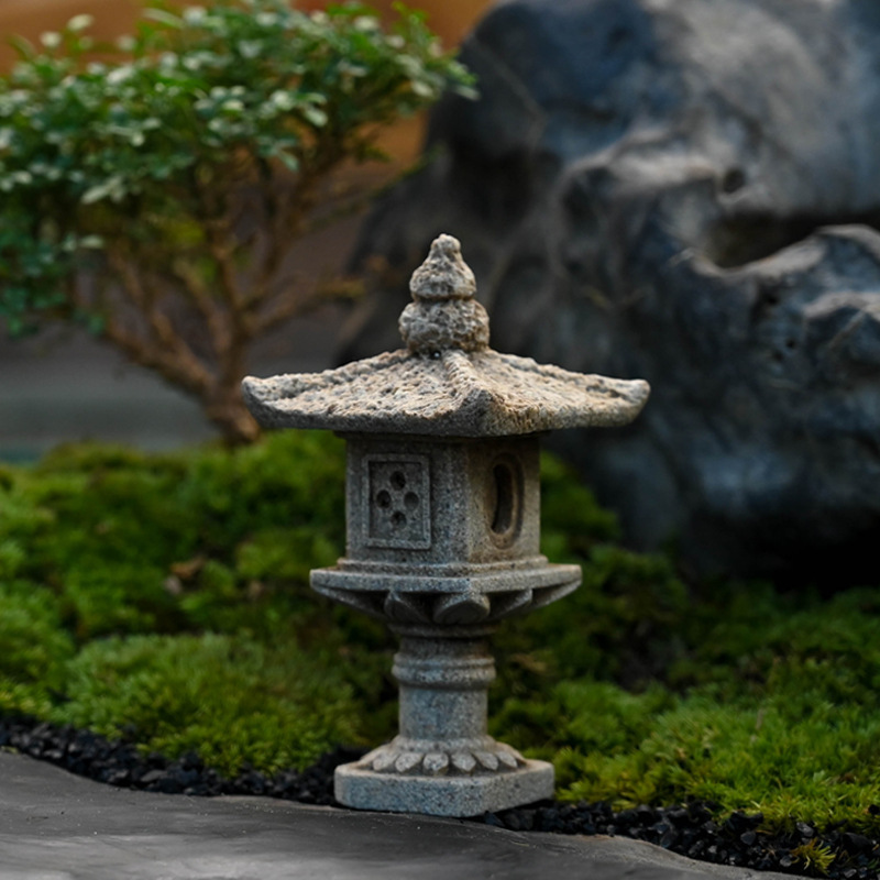 Chinese-style micro-landscape stone lantern ornaments rockery waterscape gardening flower bonsai small stone pavilion landscaping decoration