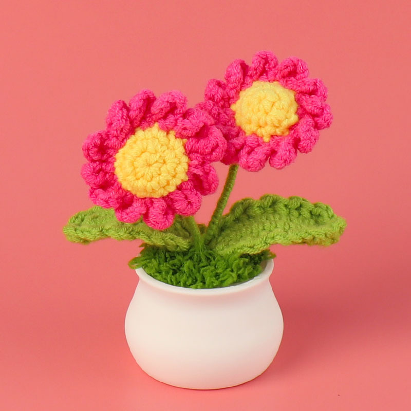 完成品クロスボーダーニットウールひまわり鉢植え造花研究デスクトップ装飾品卒業子供の日の小さなギフト|undefined