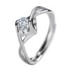 Silver one size wedding ring heart shaped for beloved, Japanese and Korean