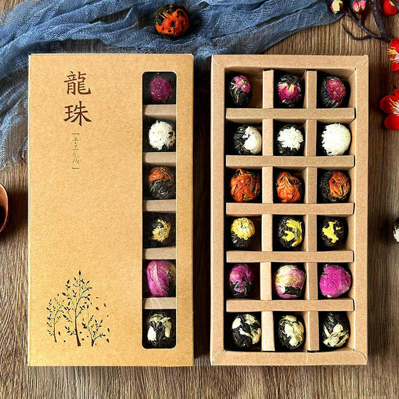 Yunnan Pu'Er Flower Tea Dragon Pearl Gift Box Set Pu'Er Raw Tea Rose Lily Jasmine Peony Chrysanthemum Dragon Pearl Flower Tea Yunnan Pu'Er Flower Tea Dragon Pearl Gift Box Set Pu'Er Raw Tea Rose Lily Jasmine Peony Chrysanthemum Dragon Pearl Flower Tea