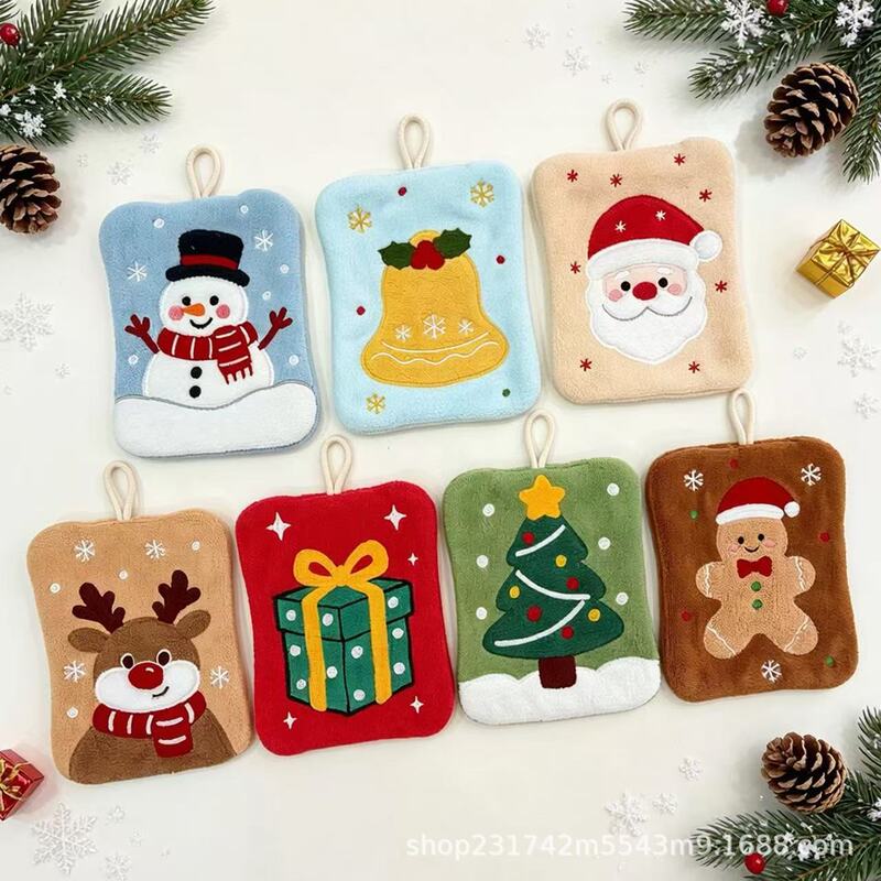 Winter Christmas Hanging Hand Towel, Thickened Bathroom and Kitchen Cleaning Cloth, Coral Fleece, Super Absorbent, Quick-Drying, Children's Gift Winter Christmas Hanging Hand Towel, Thickened Bathroom and Kitchen Cleaning Cloth, Coral Fleece, Super Absorbent, Quick-Drying, Children's Gift