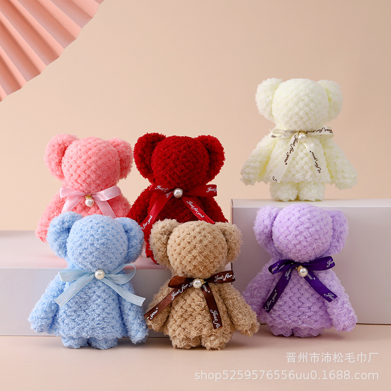 Wholesale bear hand gift towel coral fleece pineapple pearl bear towel small gift opening gift welfare