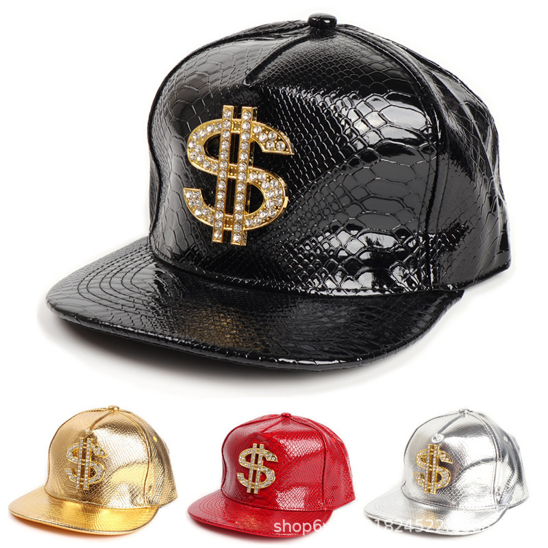 Crocodile Pattern Gold Dollar Sign Hip Hop Baseball Cap Trendy_voghion.com