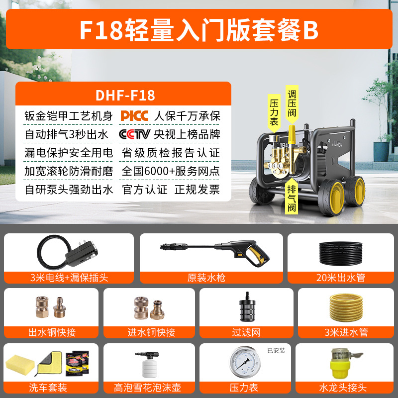 Pressure Washer | Hei Mao Car washing machine - f18-lightweight-entry-package-b-23m-hose