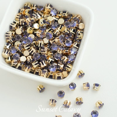 Zərgərlik ara hissələri: gold plated zircon beads - 5mmpurple-30-pieces