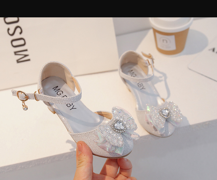 Kinder 2024 Frühjahr Neue Nette Mädchen Wasser Diamant Prinzessin Leder Kristall Baby Bogen Einzelnen Schuhe_voghion.com