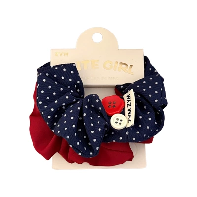 College Style Pattern Fabric Scrunchie Saç üçün rezinlər