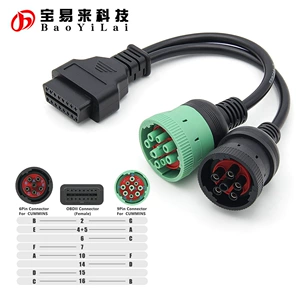 Diaqnostika aləti, yük maşını adapteri, OBD kabeli J1939 J1708 J1587 9 6pin