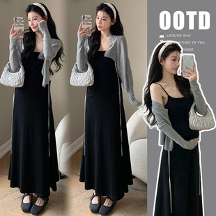 Real Shot in stock Spring Cotton Sling dress Knitted Cardigan Jacket