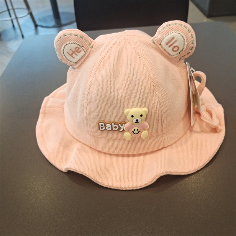 Sombreros de bebé primavera y otoño bebé bebé niño oso de dibujos animados pescador gorro de orejas lindas gorras de algodón