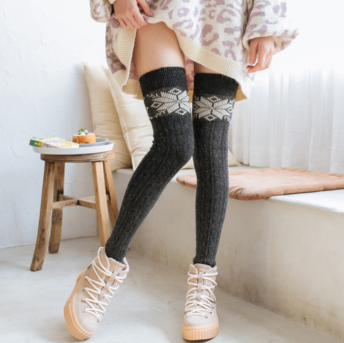 Autumn and winter warm pile socks colorful fine striped rabbit wool leggings twist over-the-knee boots covers for women