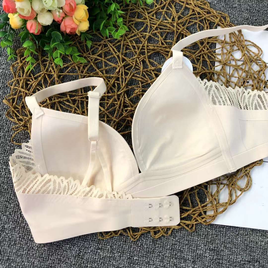 Color mezclado ropa interior caliente brillante encaje borde sujetador push up transpirable ajustable dos pecho sujetador