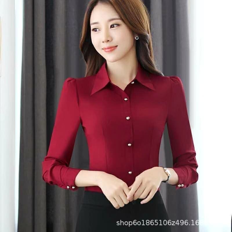 Processing and Customization of Spring & Fall New Pure Color Shirts Women's Long-Sleeved Korean Style Casual Slim Work Clothes Bottoming Ol Professional Wear Lining Processing and Customization of Spring & Fall New Pure Color Shirts Women's Long-Sleeved Korean Style Casual Slim Work Clothes Bottoming Ol Professional Wear Lining