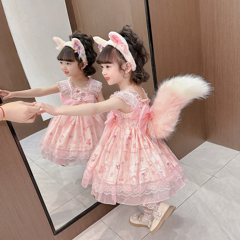 Children's summer small princess costume, short sleeve dress, girl's skirt, Lolita style, tutu skirt