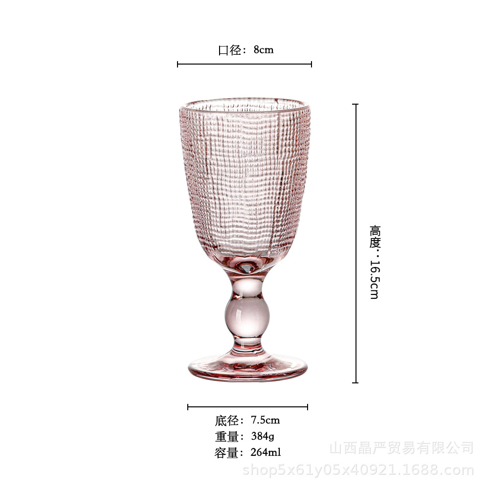 Mayorista retro relieve copa de vino vino vino de vidrio tazas de vino de comercio exterior tazas de vino de color casero grosado copa de vino de pie alto