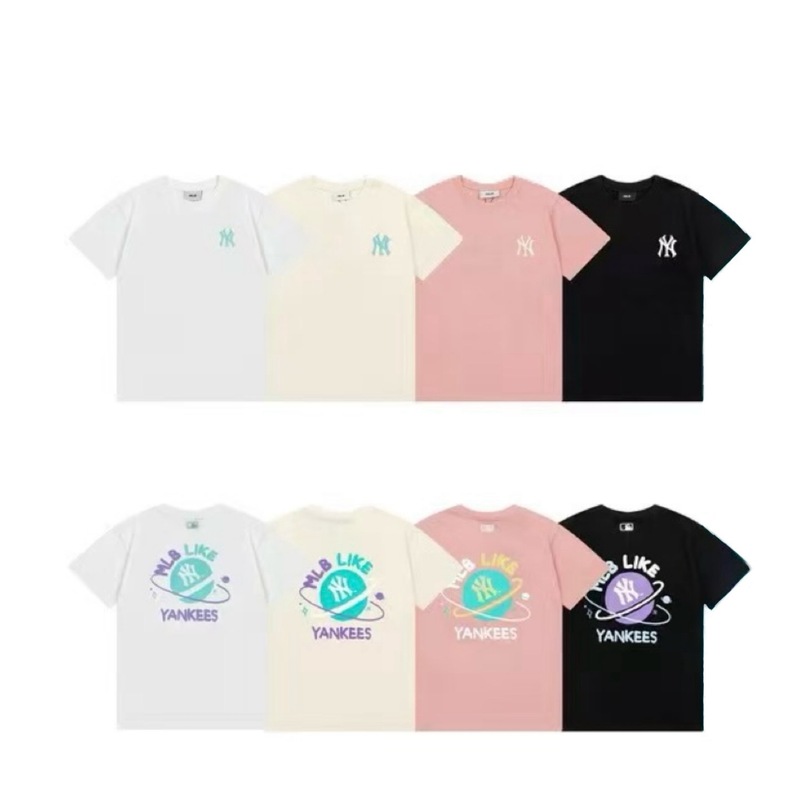 クロスボーダー MLB&NY ベーシックプリント高品質レディース T メンズ半袖コレクション共同ブランドの純綿通気性ボトリングシャツ|undefined