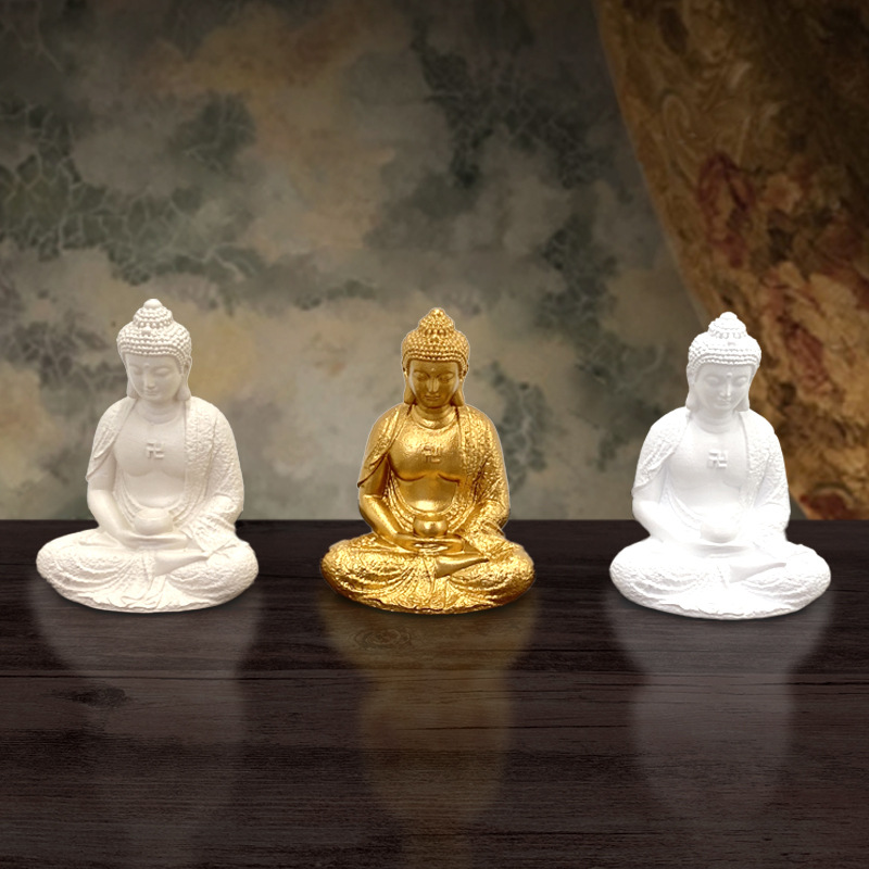 Venta caliente transfronteriza Estatuas de Buda del sudeste asiático, estatuas religiosas, decoraciones artesanales de resina dorada, muebles para el hogar, muebles para el hogar, muebles para la sala de estar