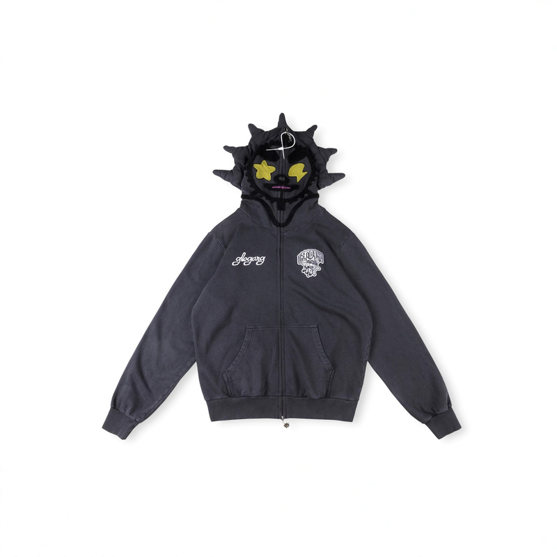 Glo Gang the Glory Full Zip Hoodie Drink Cartoon Print Embroidered Zipper Sweatshirt