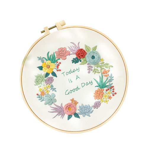 Embroidery diy handmade self-embroidered flowers for beginners material package gift ribbon Nordic fresh embroidery embroidery