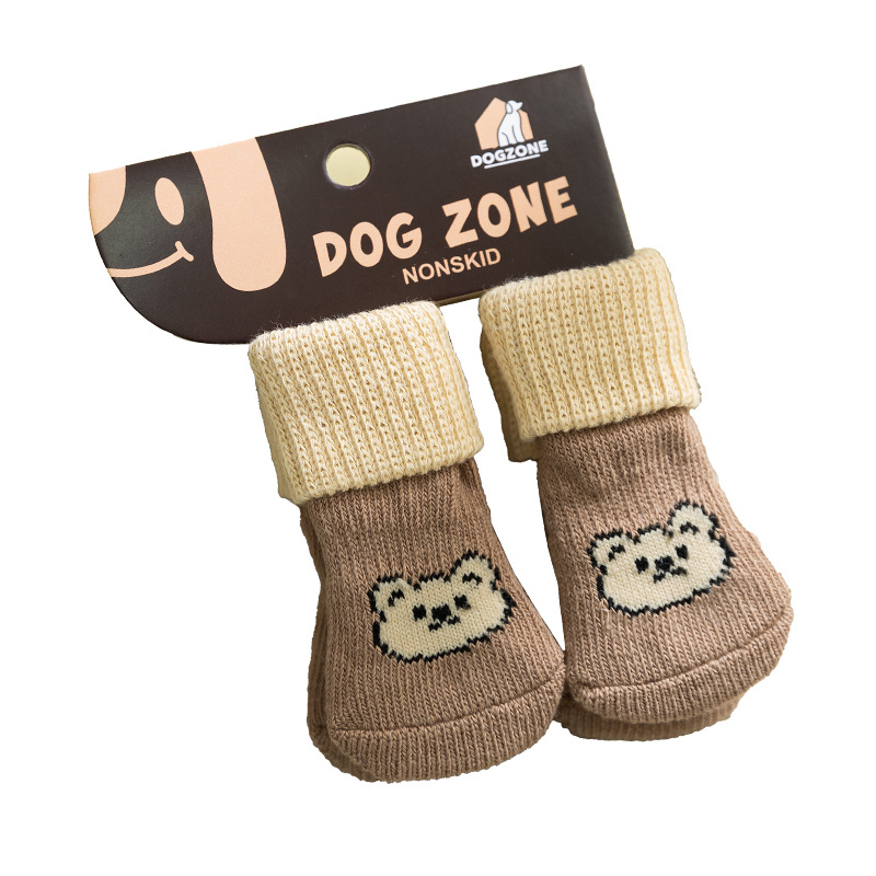 Calcetines para mascotas, cachorros, gatos, anti-agarre, anti-suciedad, bichón, peluche para perros pequeños, cubierta para pies, cubierta para piernas, protección de articulaciones image 6