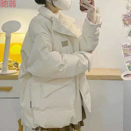 C3M2023冬季新款oversize棉衣女韩版加厚加绒学生宽松棉袄面包服