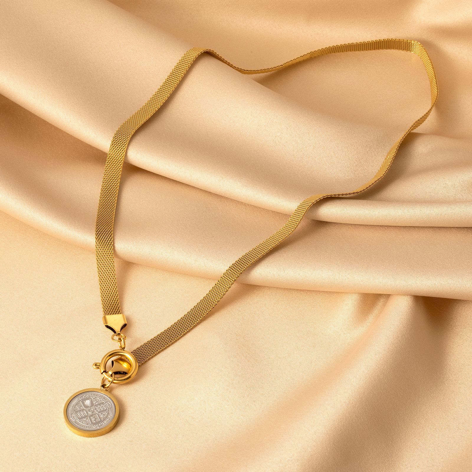 Simple Style Coin Titanium Steel Plating Necklace 1 Piece