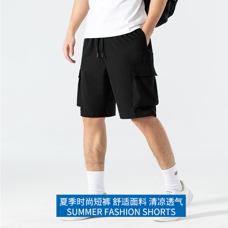 2024 new summer shorts large pocket loose straight workwear shorts multi-pocket casual pants loose all-match Fashion