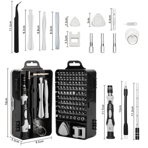 115-in-1 Cross-Border Screwdriver Set with 122-Piece Head Glasses, Computer, and Phone Repair Tool Kit, 110-Piece