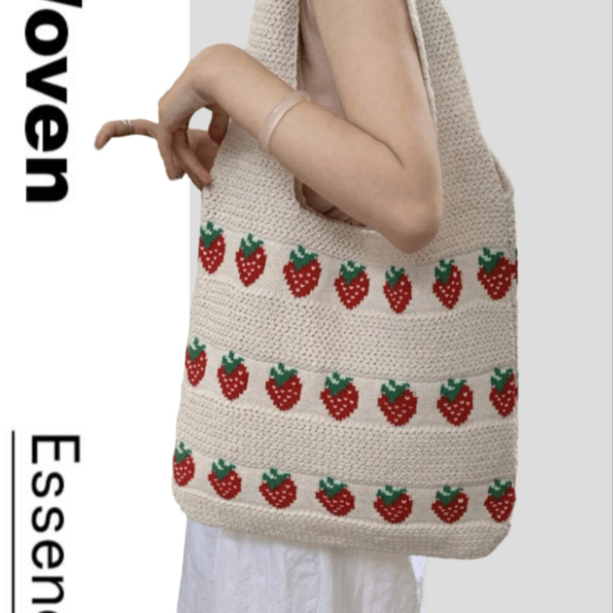 Dopamina trenzada lana de punto nuevo amor literatura y arte de hombro bolso de mano bolso de gran capacidad bolso de compras