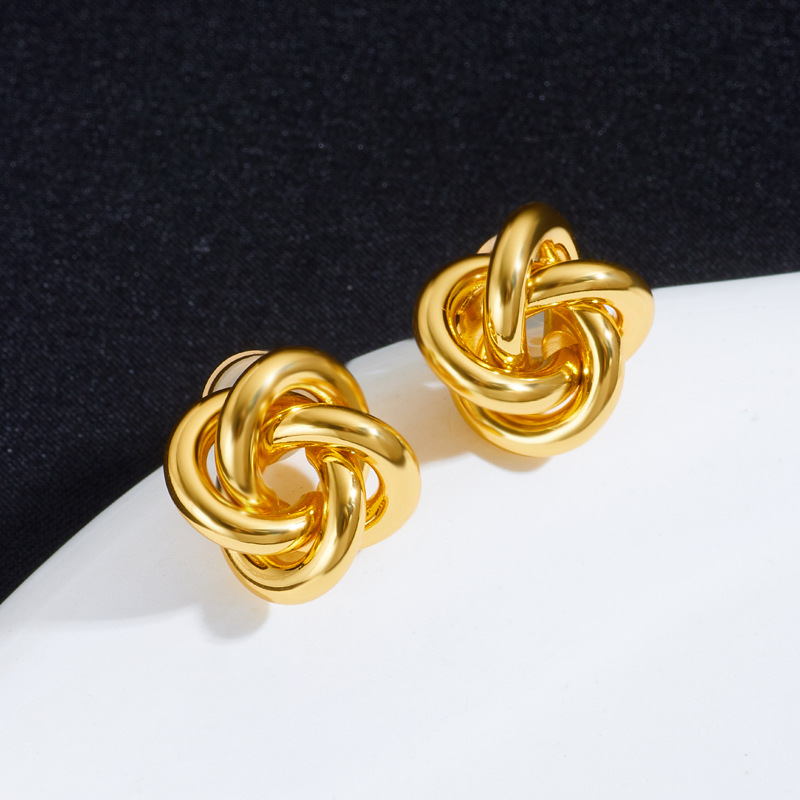 Copper Material Gold Plated Plating 1 Pair Simple Style Solid Color Plating Copper Gold Plated Ear Studs