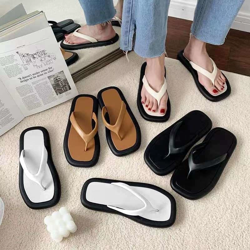 Шлепанцы, женские летние модные шлепанцы, мужские Нескользящие сандалии на плоской подошве для пар, уличная пляжная обувь, корейская мода