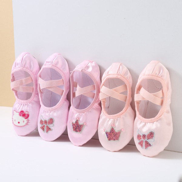 Children's dancing shiny ballet shoes for early age with butterfly
