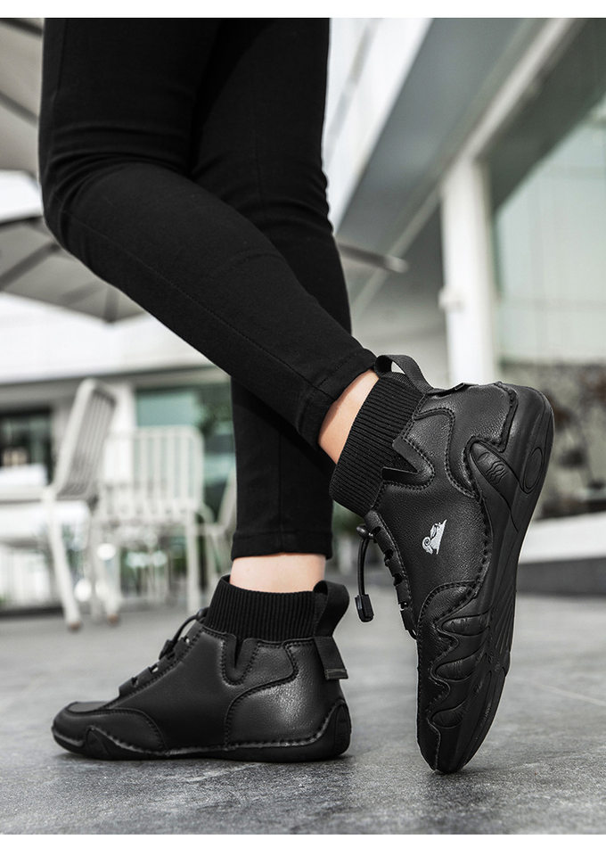 Bốt Martin cổ vừa unisex kiểu dây thun, đế bằng, form rộng — C8005 kaki, C8005 màu xám, C8005 màu đen, C8005M kaki lót nhung chi tiết 16
